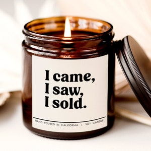 I came i saw i sold candle, Realtor Candle, Real Estate candle, Real Estate Agent, Realtor Home Decor, housewarming candle, gift ideas