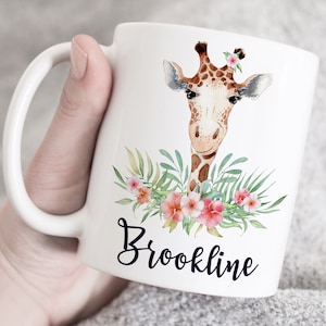 Giraffe Mug, Personalized Coffee Cup for Giraffe Lover, Birthday Gift, custom name mug, Custom giraffe mug, Personalised gift for her, Mug