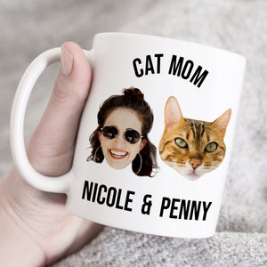 Customized Cat Mom Mug, Personalized Cat Mom Gift, Custom Best Cat Mom Ever Coffee Mug, Kitten Owner, Memorial Gift, custom photo mug