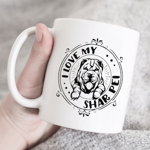 I Love My Shar Pei Coffee Mug or Coffee Cup,Dog Lover Gift ,Shar Pei Mug or Shar Pei Cup, Mug or Cup with Lid for Shar Pei Owner, coffee mug