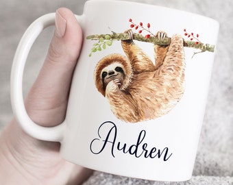 Sloth Mug, Sloth Gifts for Her, Sloth Coffee Mug, Sloth Lover Gift, Coffee Mug,  Personalized Sloth Birthday Gift, Cute Sloth Mug