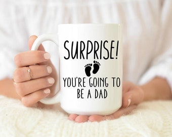 Sorpresa que vas a ser un papá taza, taza de anuncio del embarazo, regalo para el marido, papá para ser taza, papá para ser taza, regalo para él, tazas