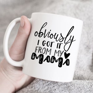 Obviously I Got it From My Mama mug, Toddler mug, Onesie mug, gift for toddler, gift from mother, gift for son, gift for daughter, mama mug
