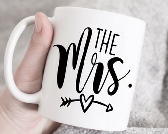The Mrs Mugs, Wedding Gift, Personalized Wedding Mugs, Engagement Gift, Gift for bride, Bachelorette Engagement Gift, Bride and Groom Mug