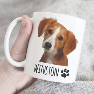 Custom Pet Coffee Mug, Dog Photo Mug, Dog Lover Coffee Mug, Personalized Dog Mug, Personalized with your dog's photo and name, dog paw mug