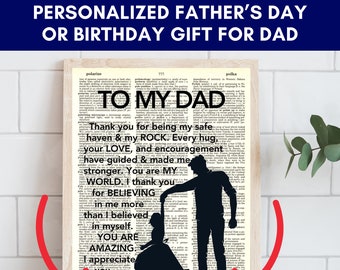 Personalized Dad Fathers Day Gifts for Dad from Daughter Wife, Custom Birthday Gifts Print Wall Art Vintage Home Decor Husband Men Him Retro