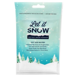 Let it Snow Instant Snow Powder for Cloud Slime - Artificial Fake Snow Great for Holiday Decorations - Made in the USA Safe for Kids