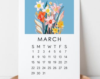 2026 Birth Flower Desk Calendar, Colorful Floral Cards 5x7 Monthly Calendar, Botanical Mini Calendar, Nature Lover New Year Gift for Her