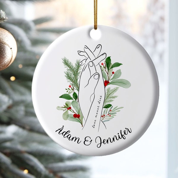 Christmas Ornament for Widow, Personalized Memorial Ceramic Ornament, Bereavement Metal Ornament with Names, Husband Loss Custom Grief Gift