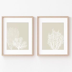 Neutral Coastal Wall Art PRINTABLE, Sand Sea Coral Reef Bedroom Print Set, Digital Boho Minimalist Beach House Decor, Taupe Beige Ocean Art