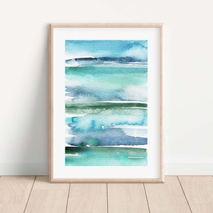 Watercolor Abstract Art Print, Modern Wall Art, Minimalist Wall Decor, Ocean Abstract Art, Coastal Wall Art Print, Beach House Decor