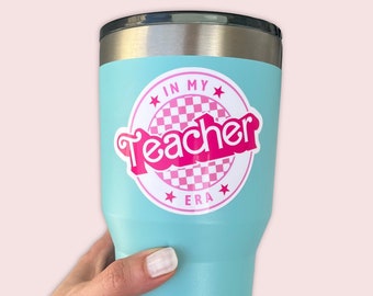 In My Teacher Era Vinyl Sticker, Hot Pink Girly College Decal, Trendy Teacher Gift, In My Auntie Era Waterproof Car Sticker, Come On Teacher