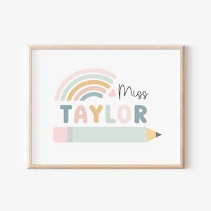 Teacher Name Sign PRINTABLE Personalized Boho First Day of School