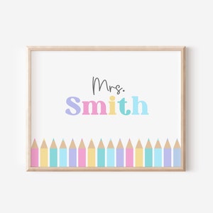 Teacher Name Sign PRINTABLE, Personalized Colorful First Day of School ...