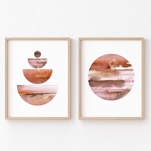 Terracotta Abstract Art Print Set, Mid Century Modern Rust Wall Art ...