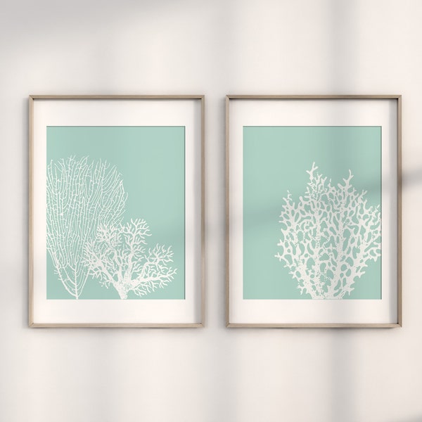 Coral Seafoam Green Etsy