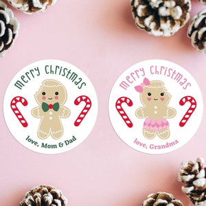 Personalized Christmas Stickers, Gingerbread Holiday Labels, Kids Christmas Tags, Customized Christmas Favors, Cute Xmas Stickers Boys Girls
