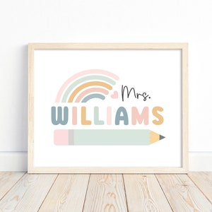 Teacher Name Sign PRINTABLE Personalized Boho First Day of School
