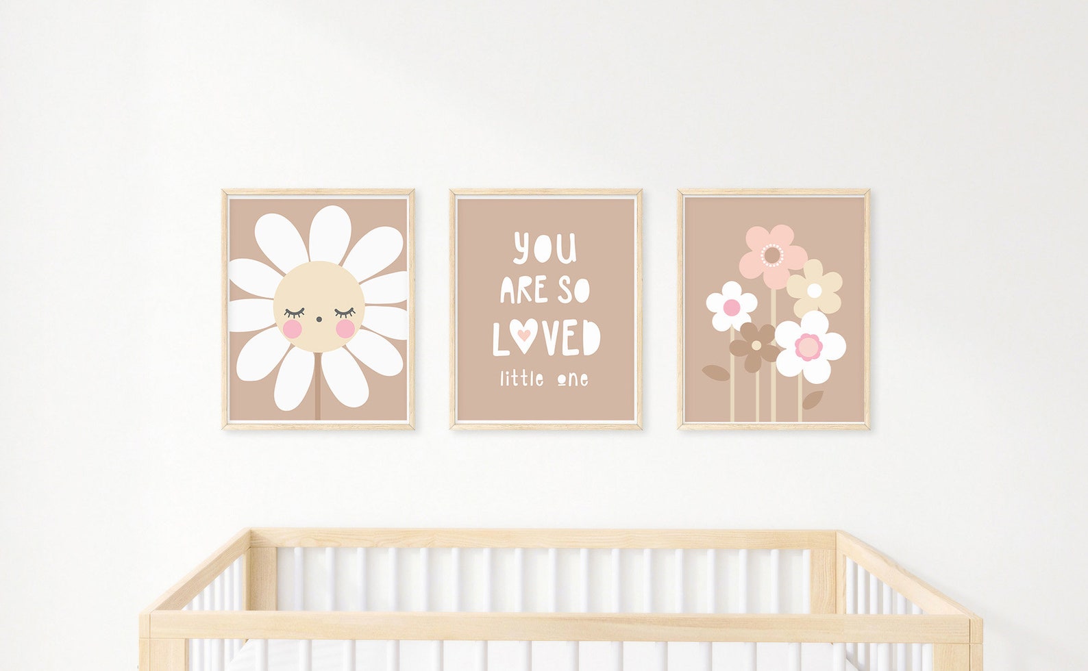 Neutral Daisy Nursery Wall Art, You Are so Loved Pink Daisy Decor, Boho ...