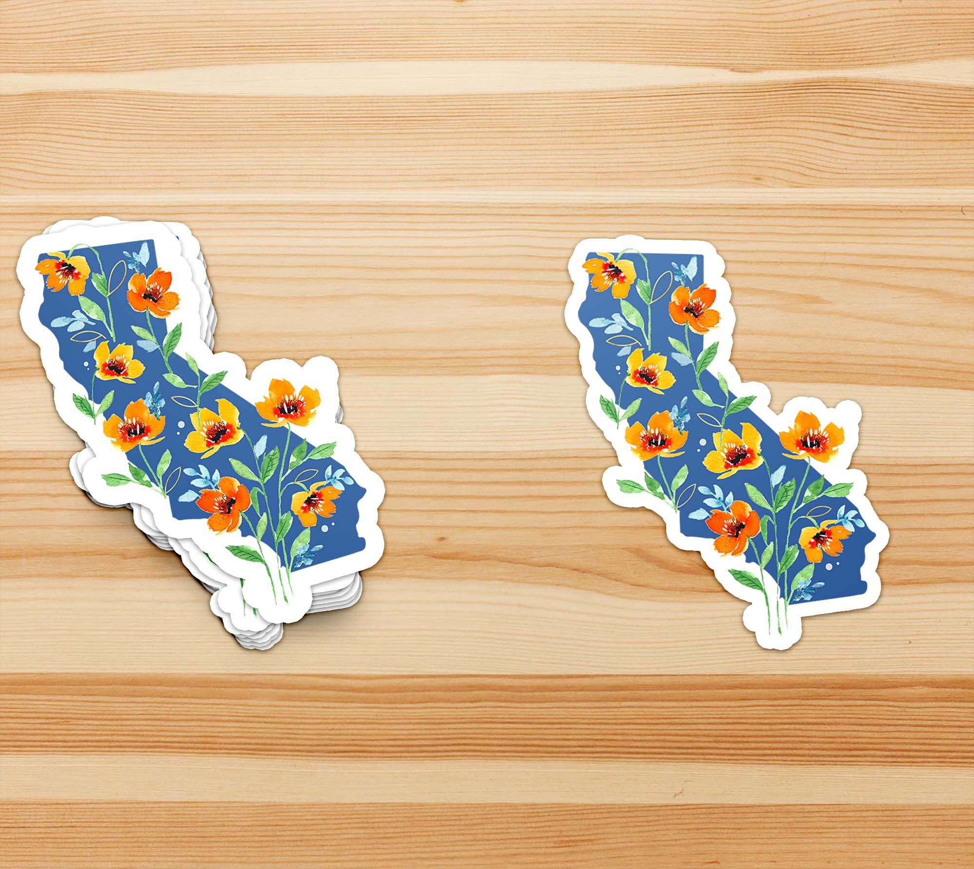 California Map Sticker, Vibrant Golden State Vinyl Decal, Watercolor ...