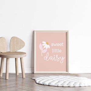 Boho Daisy Nursery Print Set, Neutral Modern Daisy Decor, Pastel Pink ...