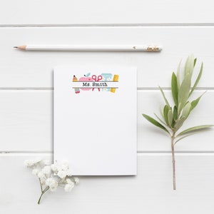 Retro Teacher Note Pad Personalized, Colorful Custom School Stationery ...