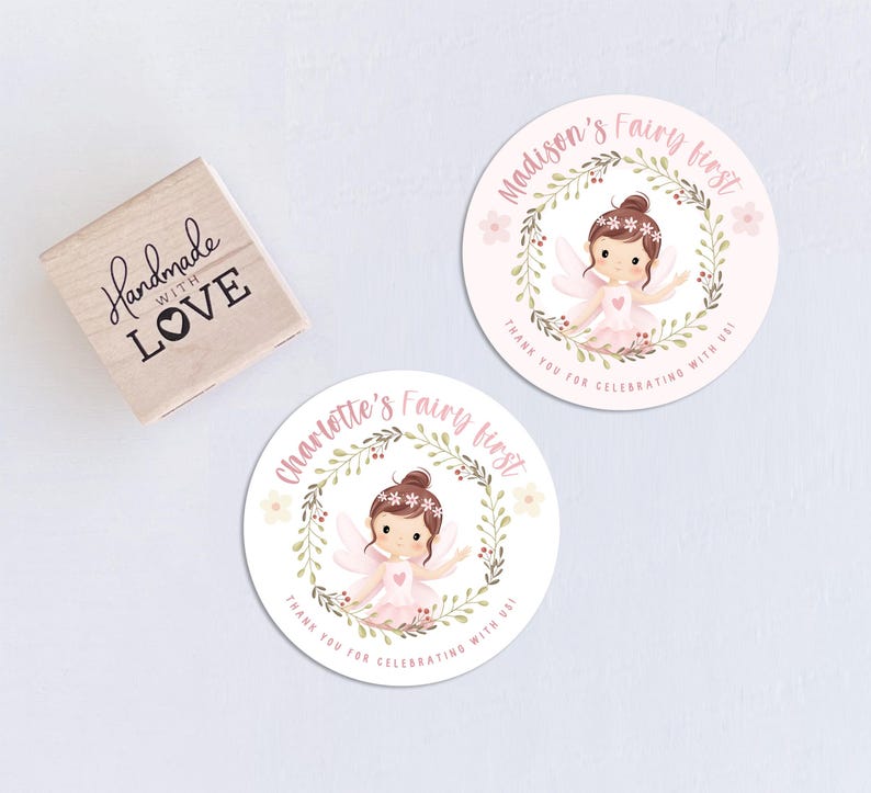 Fairy Birthday Stickers Personalized, Fairy First Birthday Tags, Pink ...