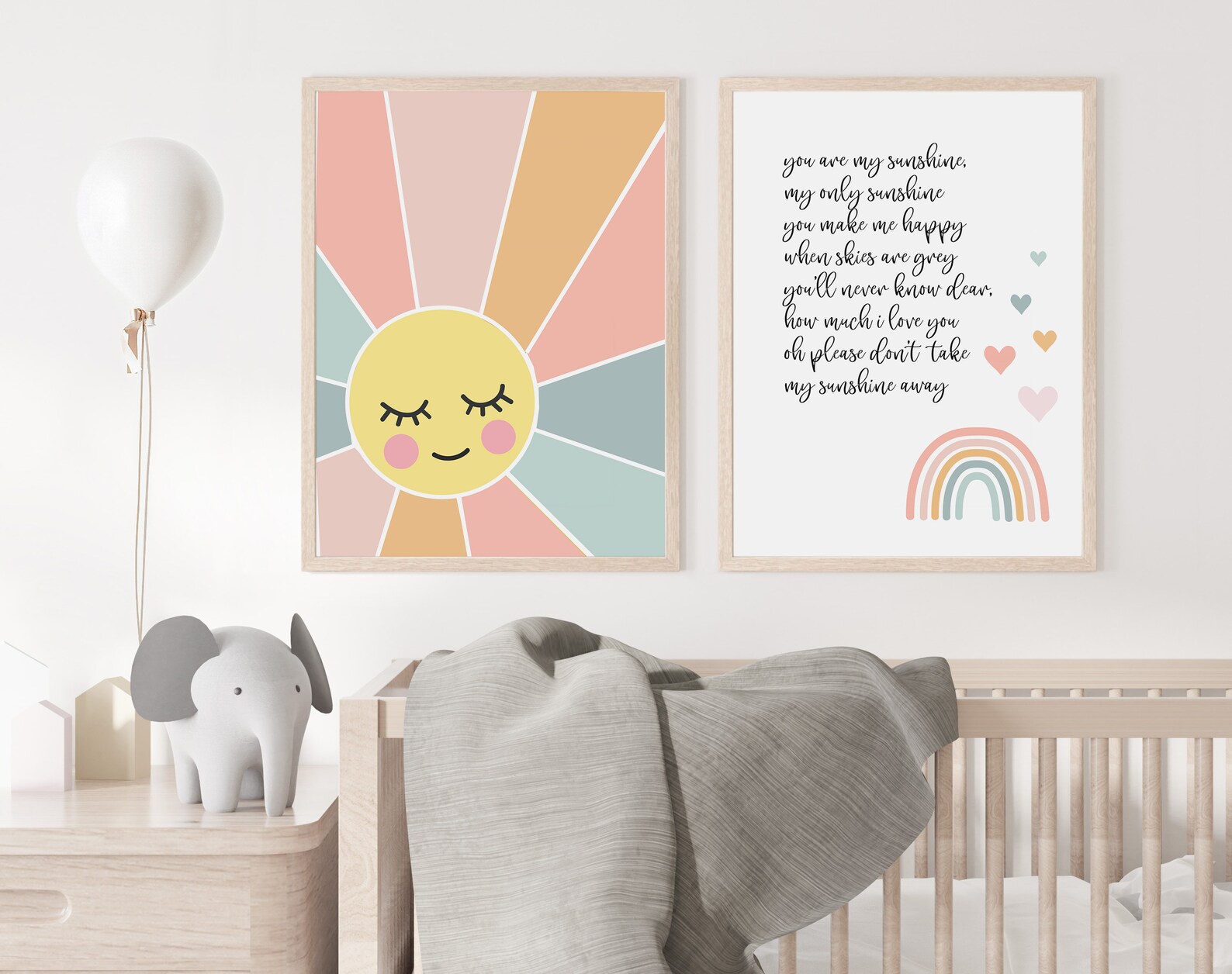 You Are My Sunshine Nursery Print Set, Digital Boho Gender Neutral Baby ...