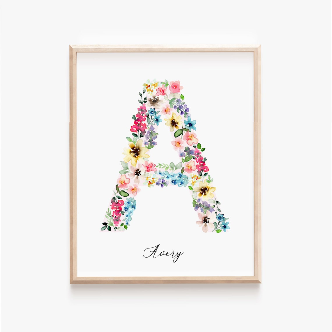 Watercolor Floral Initial Art Print Daisy Wildflower Nursery - Etsy