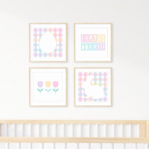 Easter Nursery Wall Art PRINTABLE, Pastel Plaid Girls Room Print Set ...