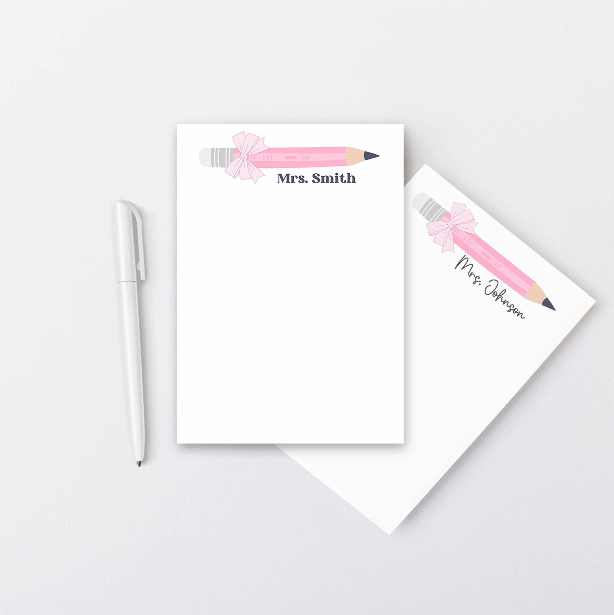 Personalized Teacher Note Pad, Custom Coquette School Stationery ...