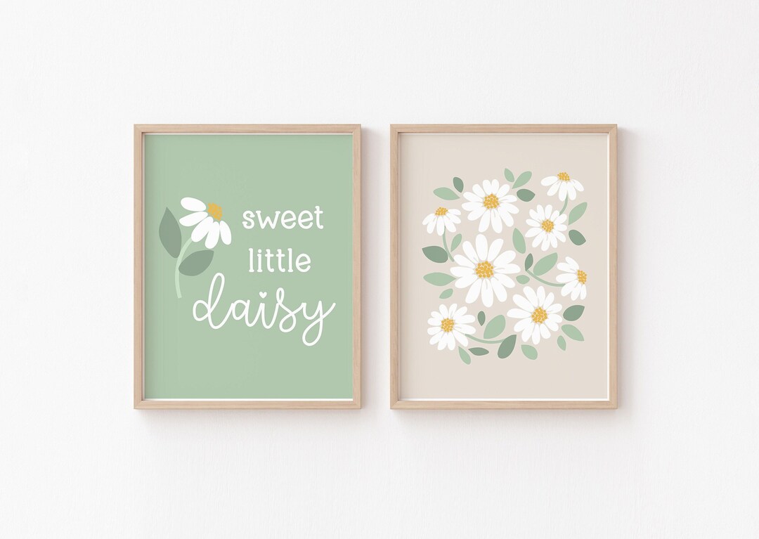 Daisy Nursery Print Set Neutral, Boho Modern Daisy Decor, Sage Green ...