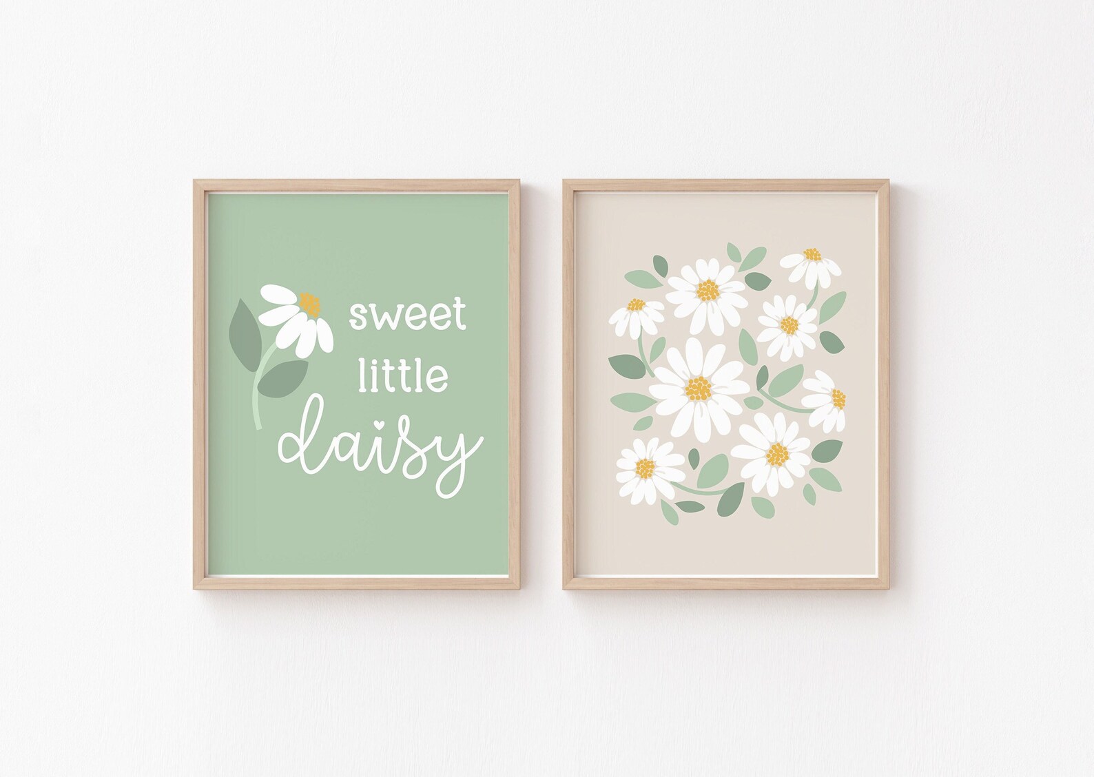 Daisy Nursery Print Set Neutral, Boho Modern Daisy Decor, Sage Green ...