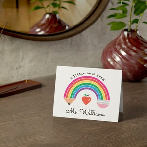 Personalized Teacher Note Cards, Set of Blank Cards Teacher Parents ...