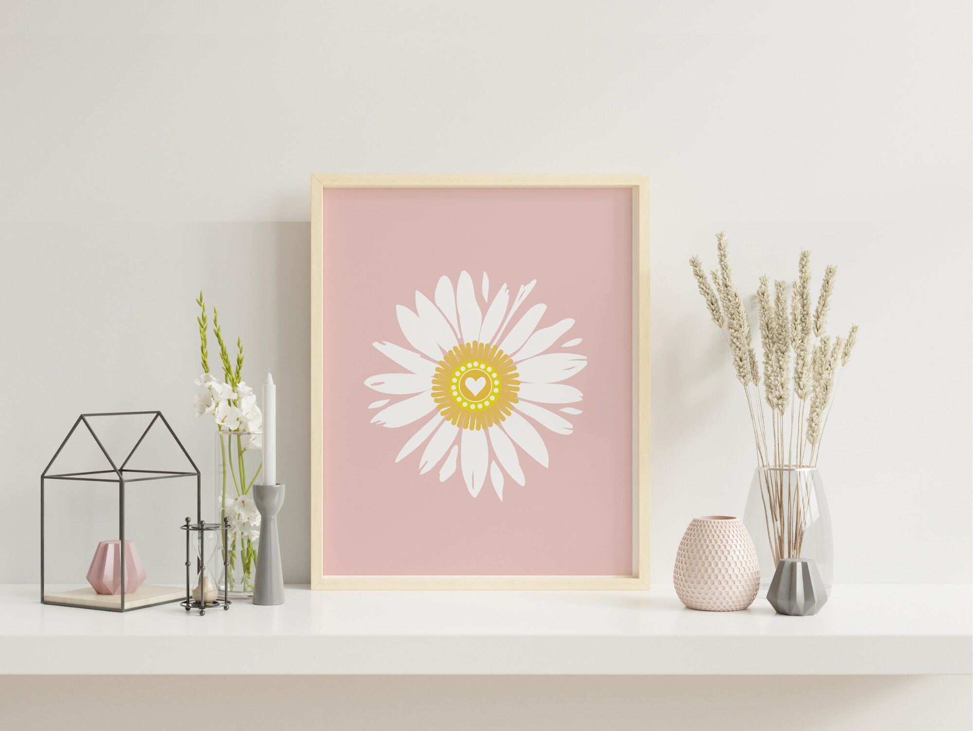 Daisy Nursery Wall Art PRINTABLE, Boho Daisy Kids Room Decor, Digital ...