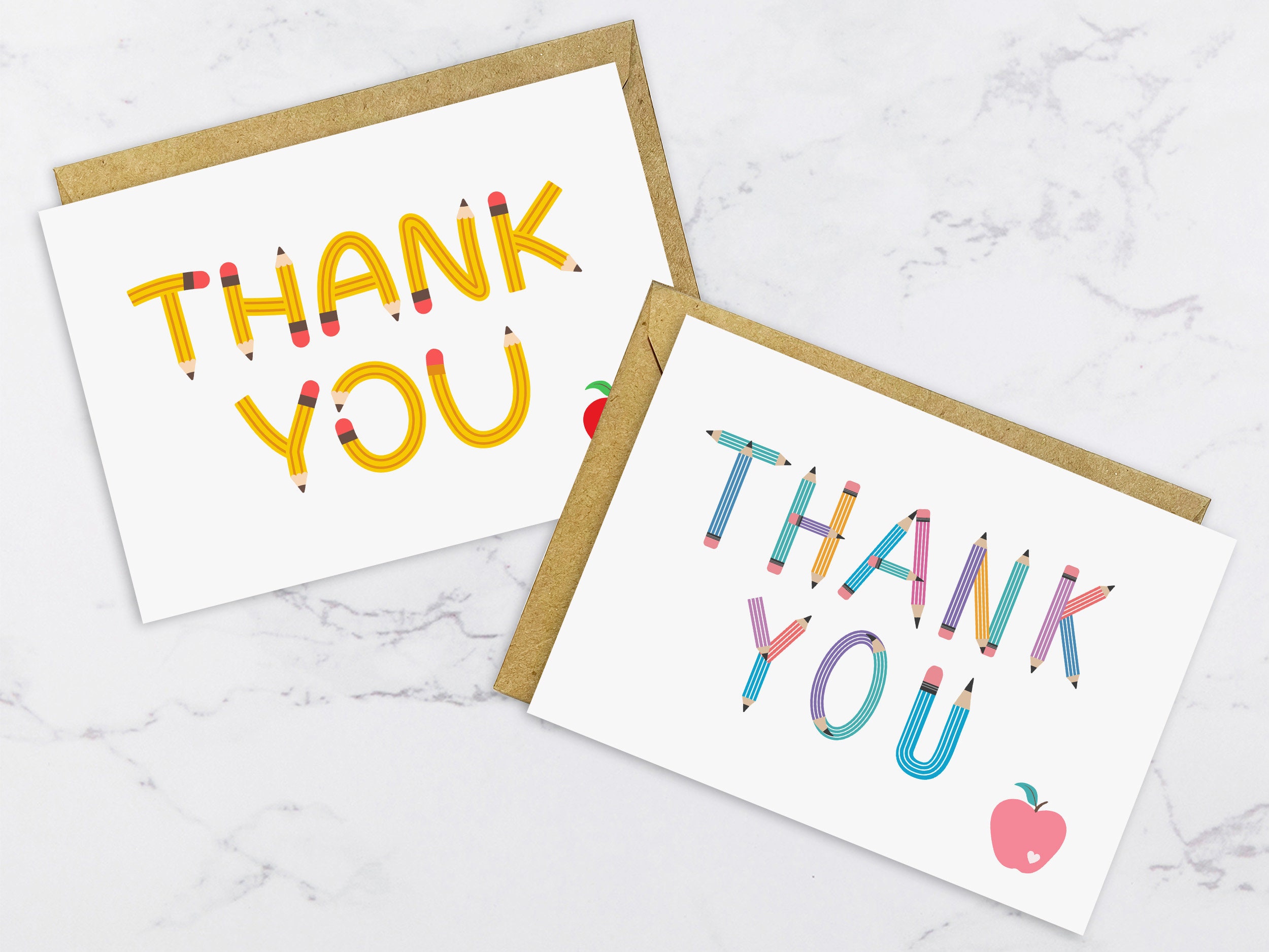 PRINTABLE Teacher Thank You Card, Cute Pencils Back to School Note Card ...