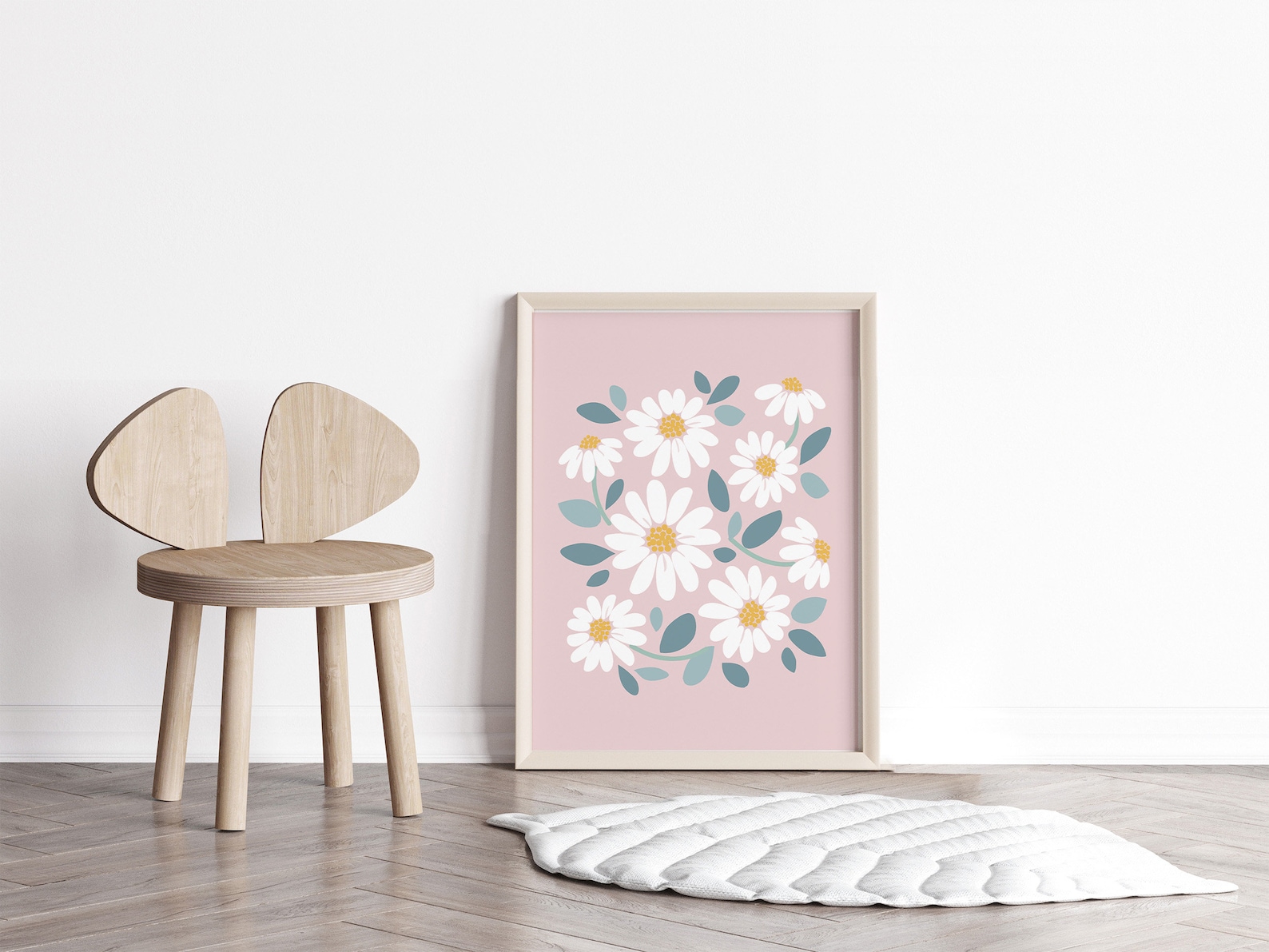 Pink Daisy Wall Art PRINTABLE, Dusty Rose Floral Nursery Decor, Retro ...
