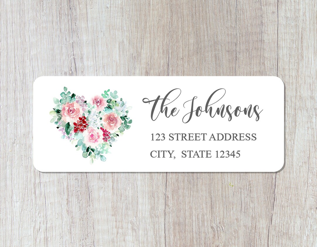Watercolor Rose Return Address Labels, Personalized Vintage Floral ...