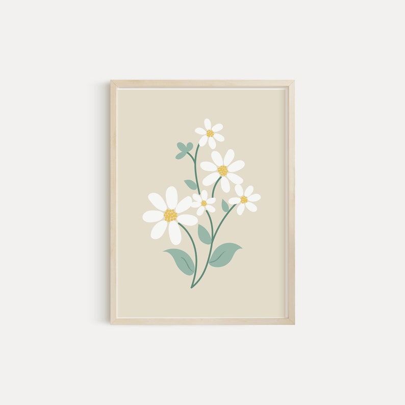 Neutral Daisy Nursery Wall Art, Beige Little Wildflower Print Set of 3 ...