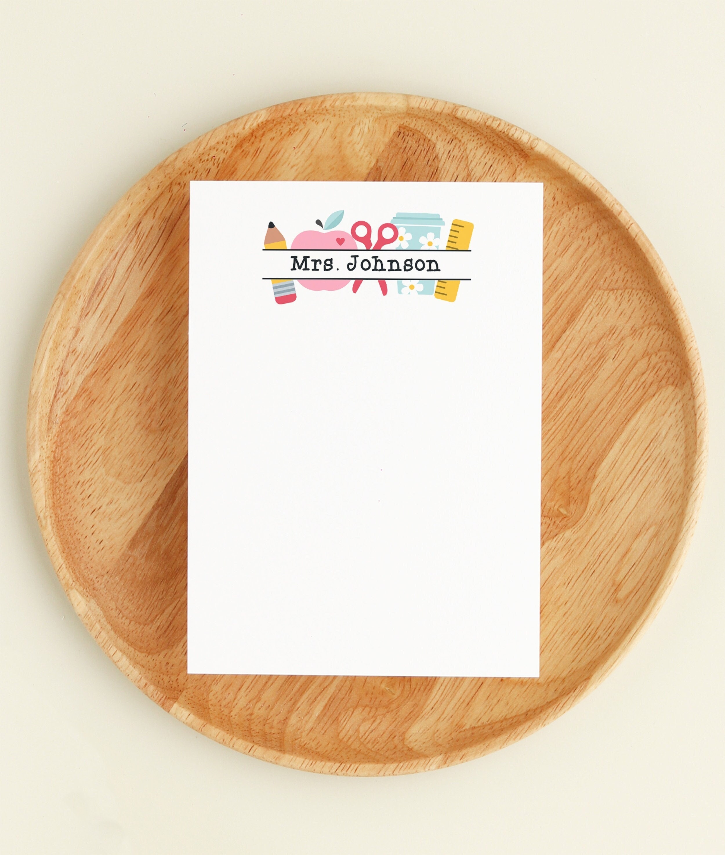 Retro Teacher Note Pad Personalized, Colorful Custom School Stationery ...