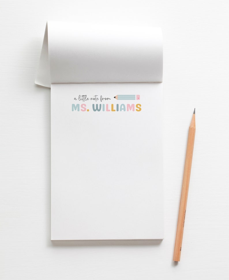 Teacher Note Pad Personalized, Colorful Pastel Custom School Stationery ...