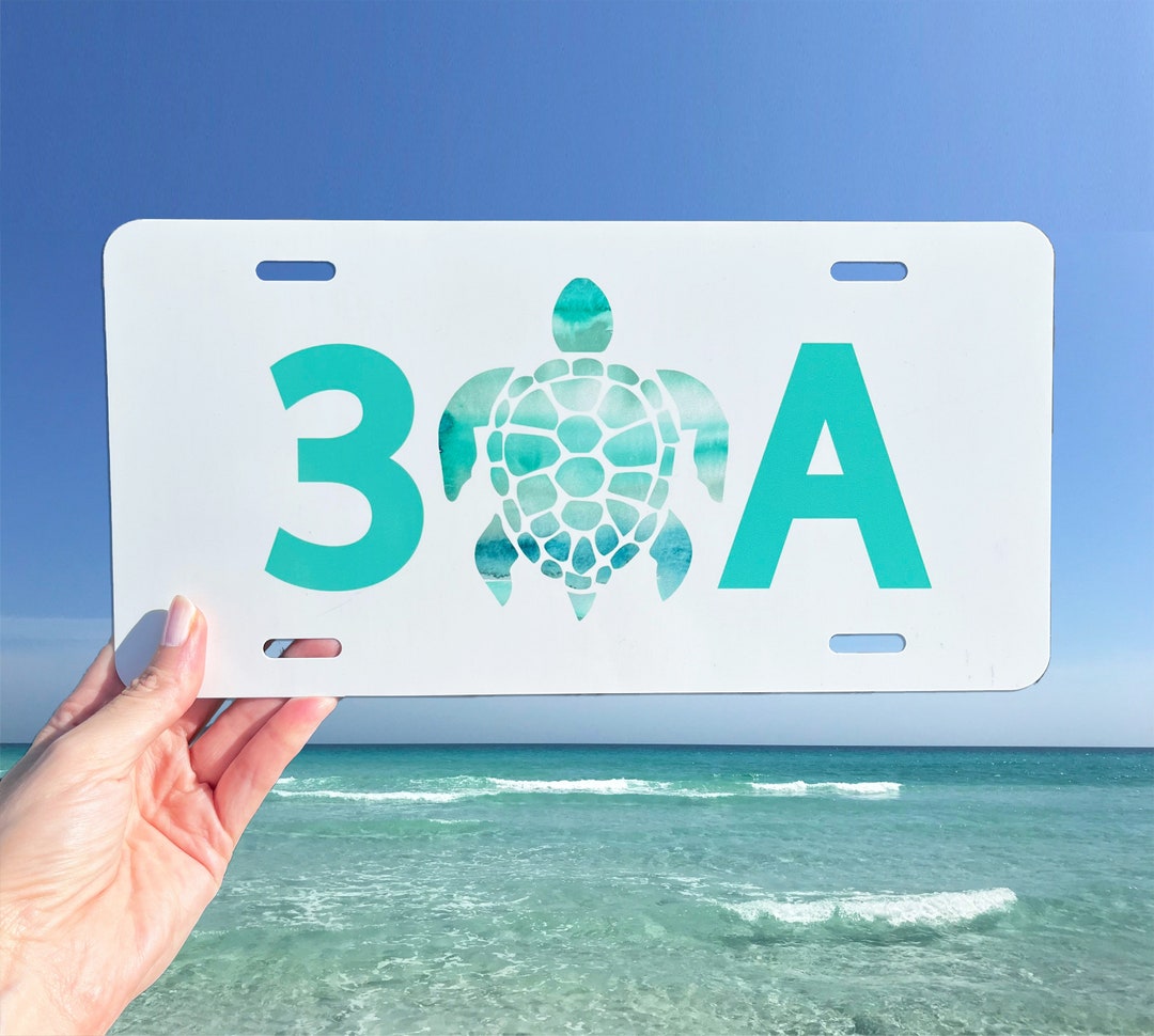 30A License Plate, Florida Custom Car Tag, Personalized Sunshine State Vanity Plate, Vibrant