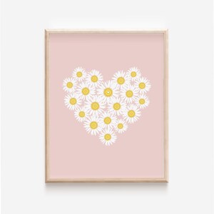 Pink Daisy Wall Art PRINTABLE, Retro Flower Girl's Room Decor, Boho ...