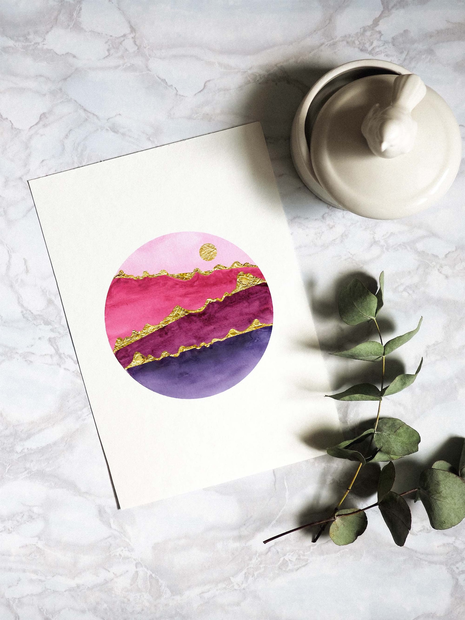 Jewel Tone Watercolor Abstract Art Print Abstract Sunset Ruby Etsy