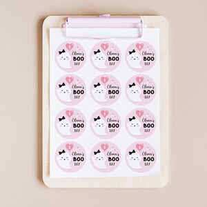 Boo Day Stickers With Name, Personalized Halloween Party Stickers, Boho ...