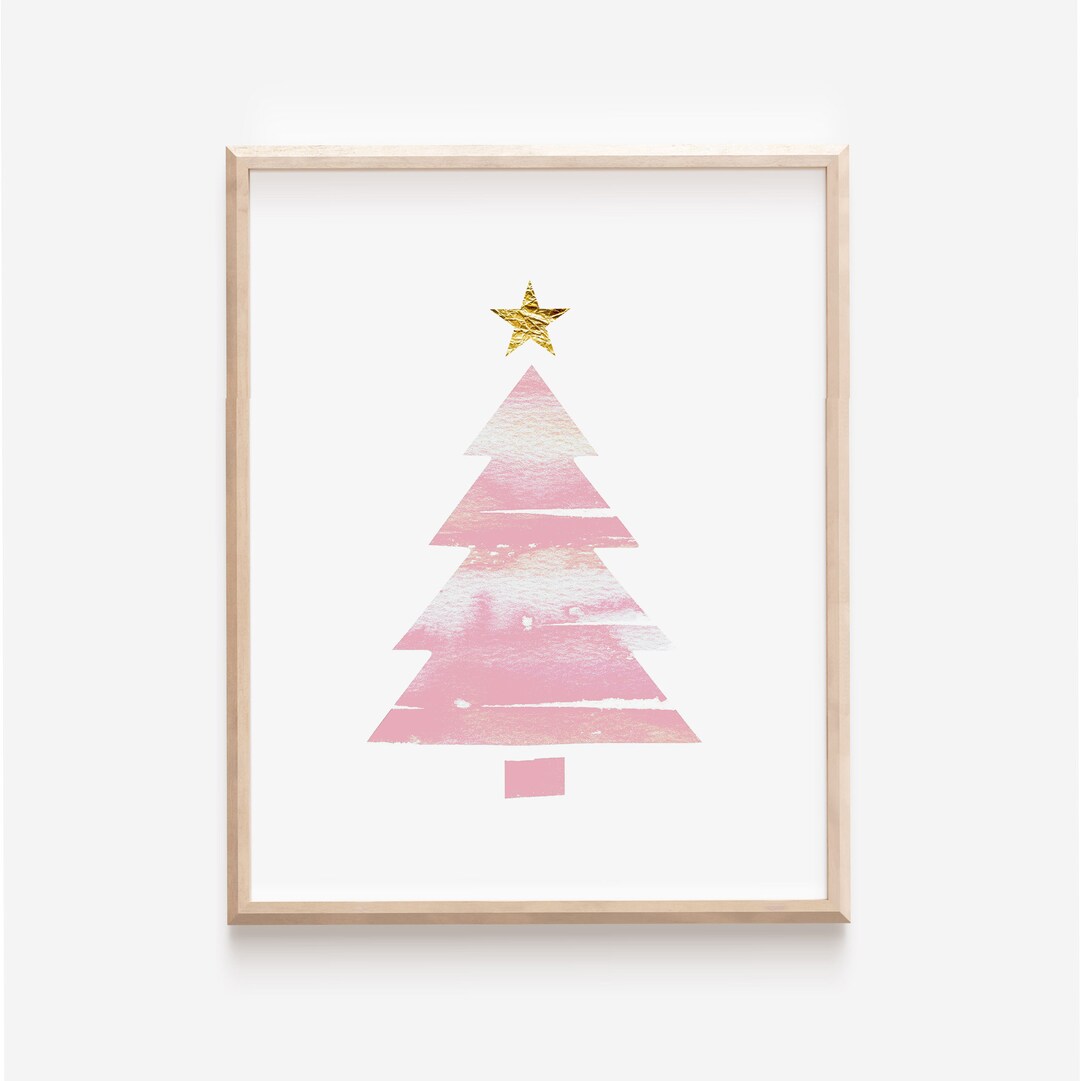 Pink Christmas Tree Wall Art PRINTABLE, Holiday Print for Girl Nursery ...