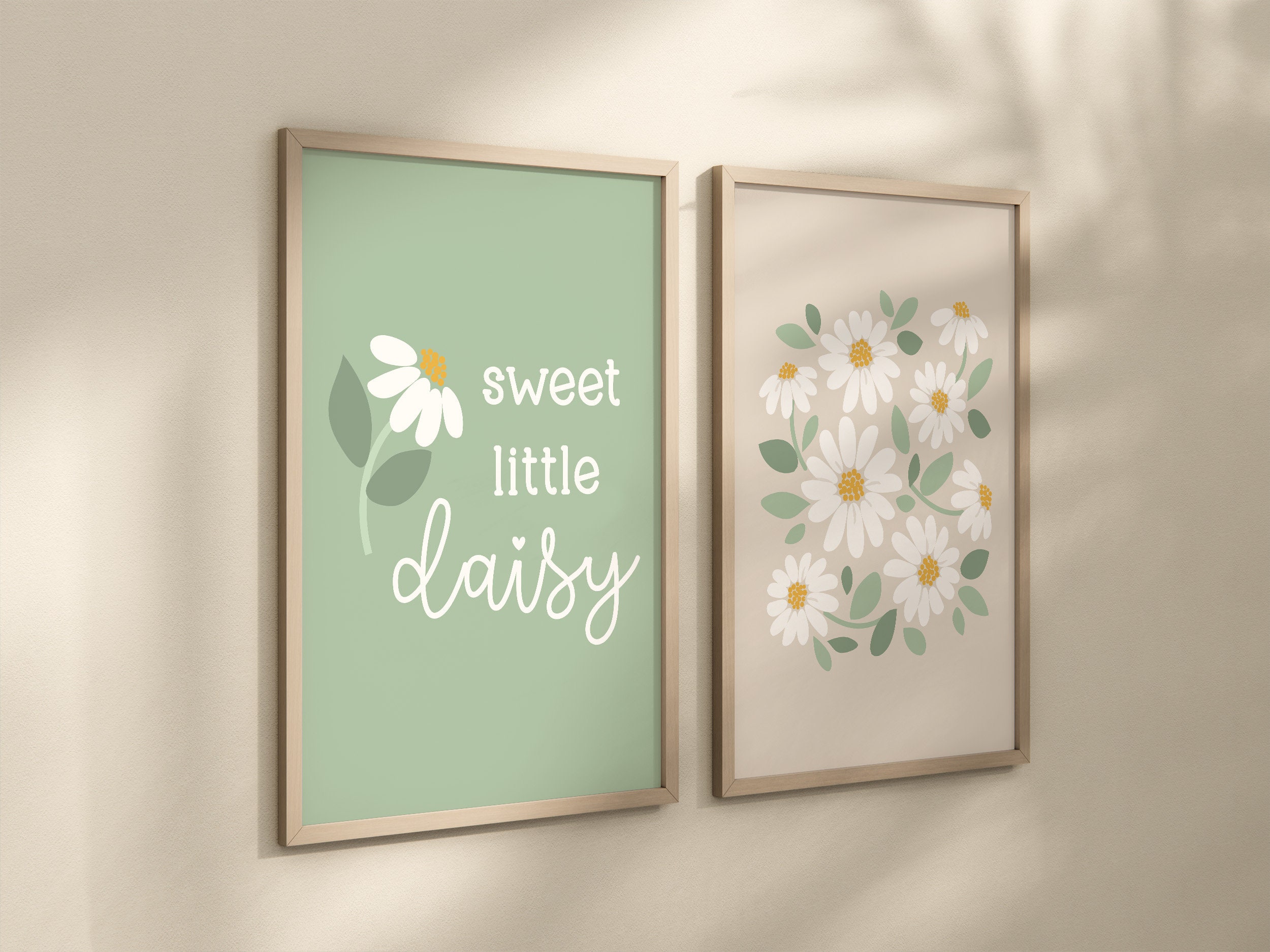 Daisy Nursery Print Set Neutral, Boho Modern Daisy Decor, Sage Green ...