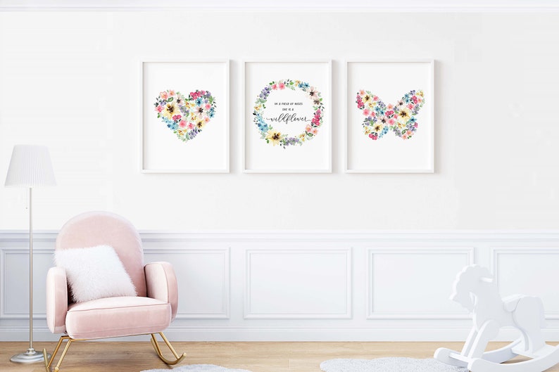 She's a Wildflower Nursery Print Set, Colorful Boho Baby Girl's Room ...