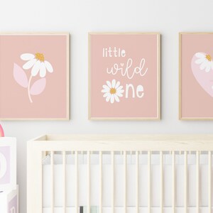 Daisy Nursery Print Set of 3, Little Wild One Modern Baby Daisy Decor ...