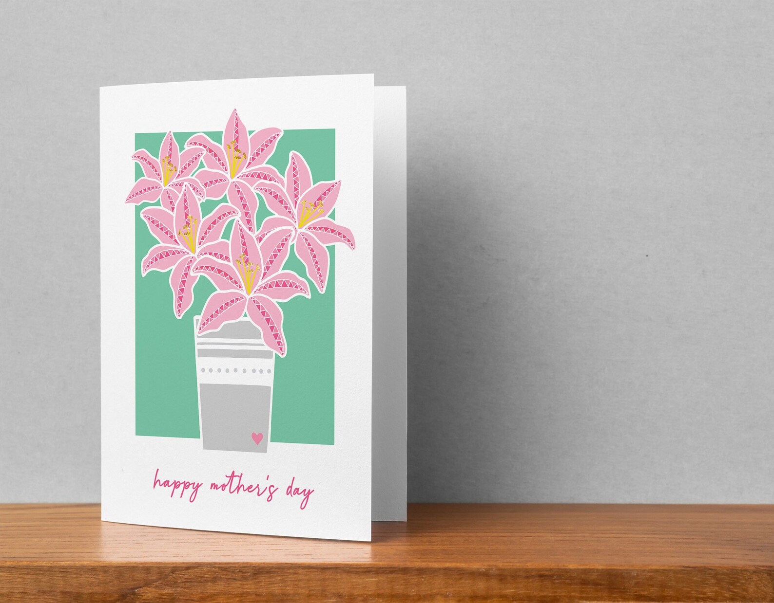 PRINTABLE Pink Lily Mother's Day Card Stargazer Lilies Etsy